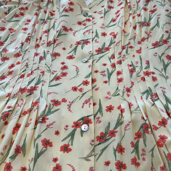 Joe Fresh Pintuck Yellow Floral Short Sleeves Midi Dress Size M - Picture 13 of 17